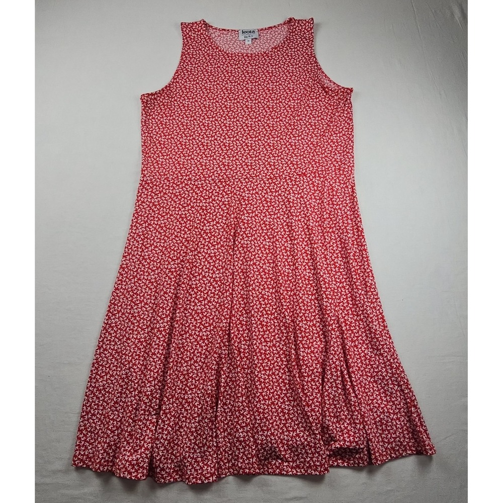 Leota Women's Sleeveless  Dress Red Flock Comfy Summer Dress Size 1X
